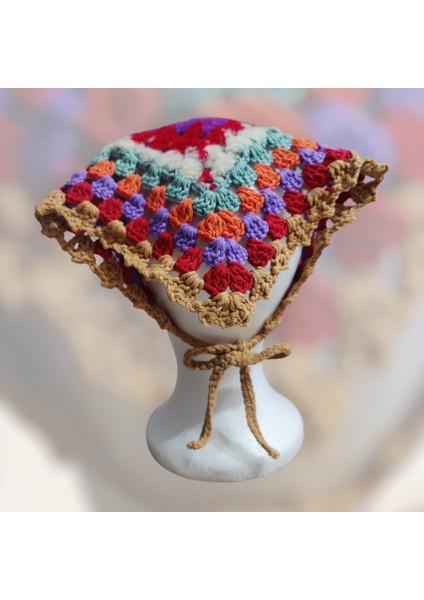 Çok Renkli Bohem Örgü Bandana