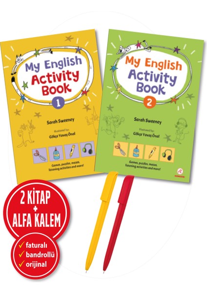 Alfa Kalem+Sarah Sweeney 2 Kitap (My English Activity Book 1-2) Ingilizce Yeni Redhouse Yayınları