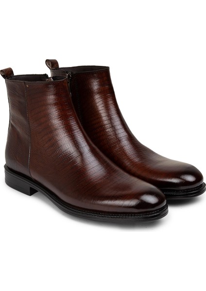 Hakiki Deri Kahverengi Fermuarlı Erkek Bot - 01921MKHVC04 fiyatları