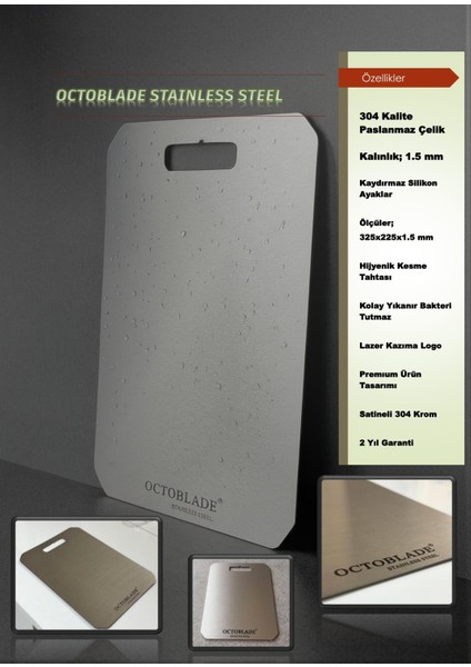 3dreamverse Octoblade Premium Paslanmaz Çelik Kesme Tahtası fiyatları