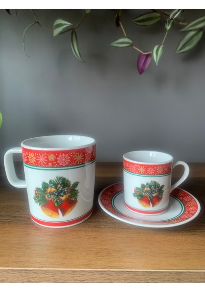 Yeni Yıl-Noel Çan Model 6 Parça 2 Kişilik Kupa ve Türk Kahvesi Fincanı Takımı modelleri