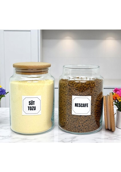 4'lü Ahşap Vakum Kapaklı Cam Filtre Kahve Süt Tozu Kahve Türk Kahvesi Saklama Kavanozu Seti 800 ml modelleri