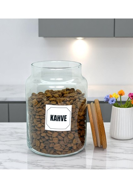 4'lü Ahşap Vakum Kapaklı Cam Filtre Kahve Süt Tozu Kahve Türk Kahvesi Saklama Kavanozu Seti 800 ml