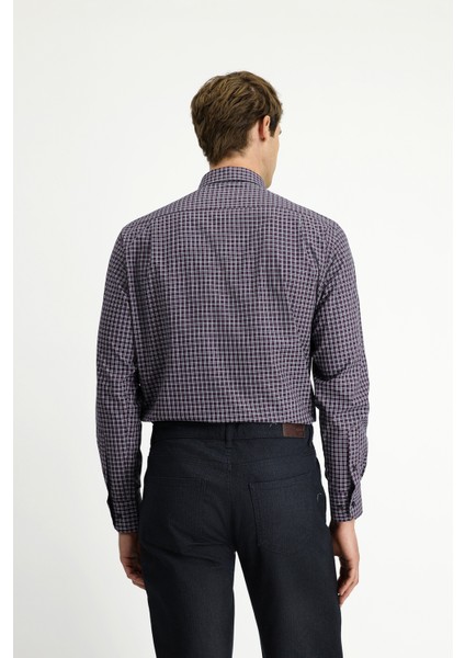 Uzun Kol Regular Fit Ekose Düğmeli Yaka Pamuk Gömlek