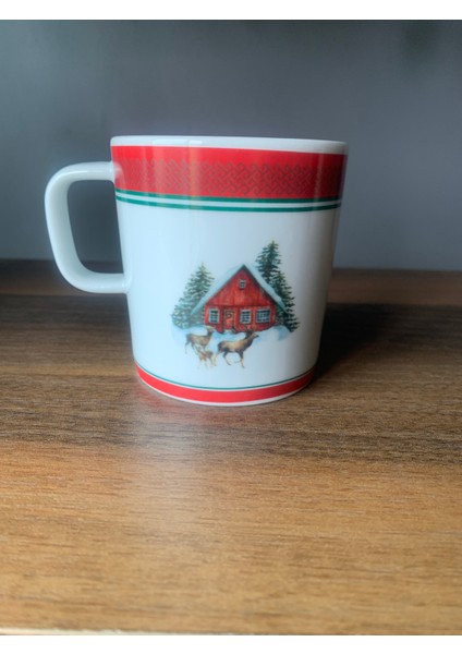 Yeni Yıl-Noel Geyikli Ev Model Tekli Kupa fiyatları