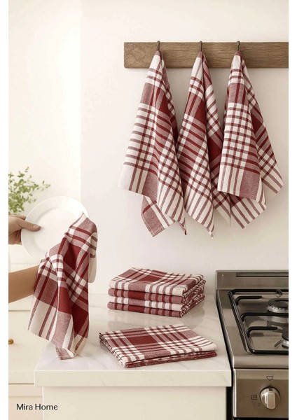 10 Lu Lüks Bulaşık Kurulama Bezi ve Mutfak Peçetesi 50X70 cm Daily Bordo