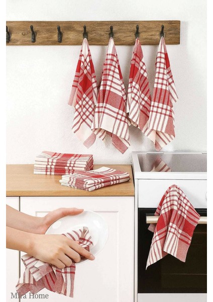 10 Lu Lüks Bulaşık Kurulama Bezi ve Mutfak Peçetesi 50X70 cm Daily Kırmızı fiyatları