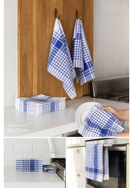 10 Lu Lüks Bulaşık Kurulama Bezi ve Mutfak Peçetesi 50X70 cm Daily Mavi