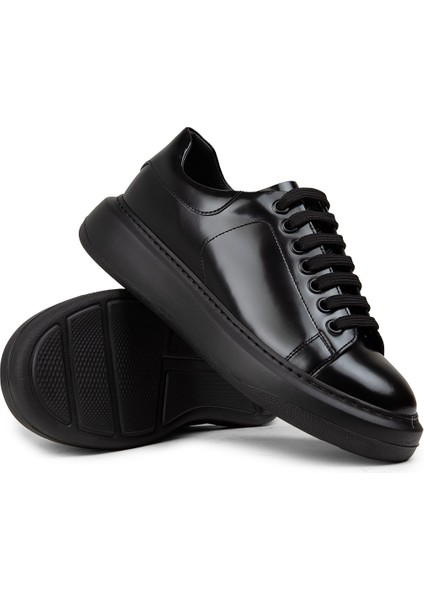 Erkek Hakiki Deri Siyah Sneaker Ayakkabı - 01990MSYHP06 modelleri