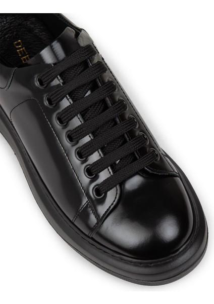 Erkek Hakiki Deri Siyah Sneaker Ayakkabı - 01990MSYHP06 indirimleri