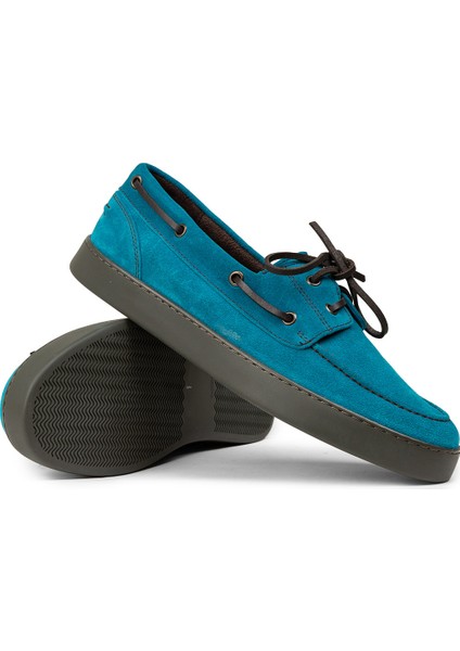 Erkek Hakiki Süet Turkuaz Günlük Marin Ayakkabı - 01952MTRKC01 modelleri
