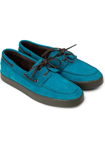 Erkek Hakiki Süet Turkuaz Günlük Marin Ayakkabı - 01952MTRKC01 fırsatları