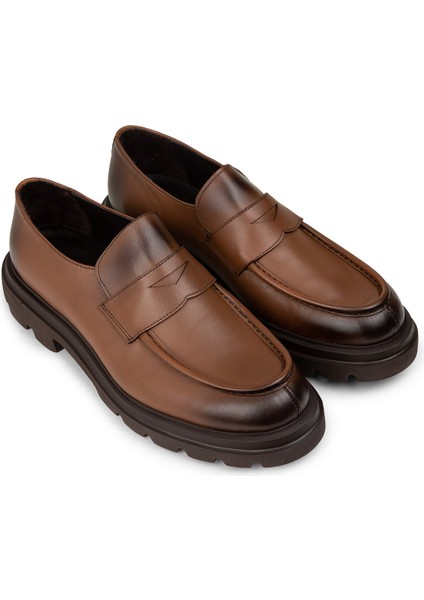Erkek Hakiki Deri Taba Renk Loafer Ayakkabı - 01980MTBAE03 fırsatları