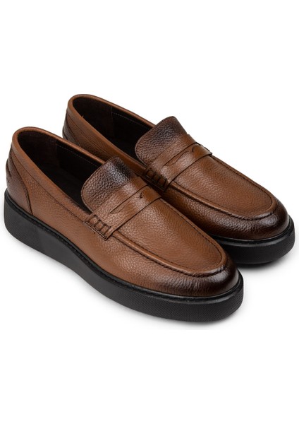 Erkek Hakiki Deri Taba Rengi Loafer Ayakkabı - 01964MTBAE04 fırsatları