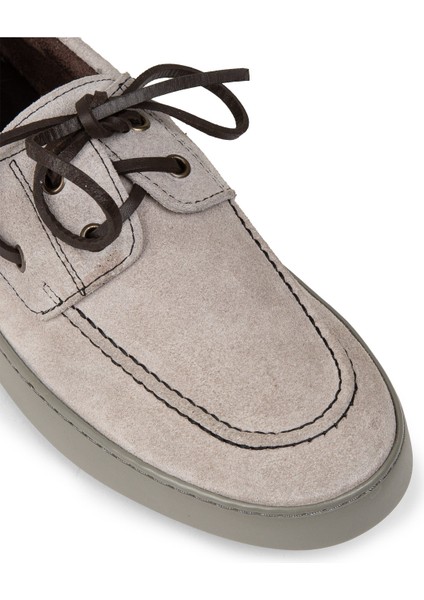 Erkek Hakiki Süet Gri Günlük Marin Ayakkabı - 01952MGRIC01 indirimleri