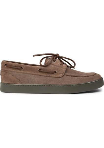 Erkek Hakiki Süet Vizon Renk Günlük Marin Ayakkabı - 01952MVZNC05
