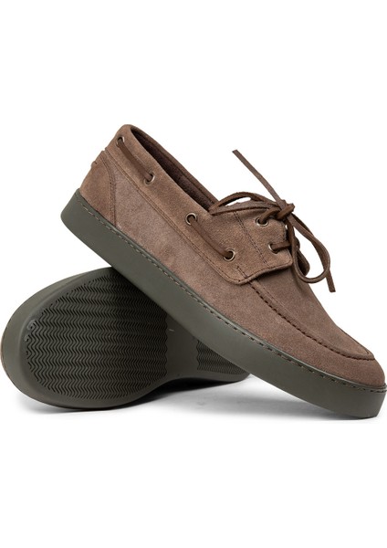Erkek Hakiki Süet Vizon Renk Günlük Marin Ayakkabı - 01952MVZNC05 modelleri