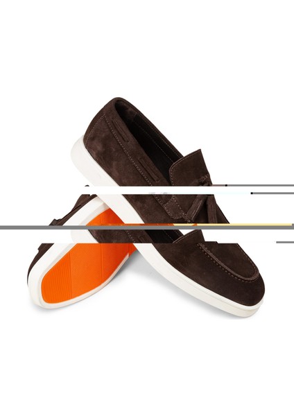 Erkek Hakiki Süet Kahverengi Loafer Ayakkabı - 01994MKHVC02 indirimleri