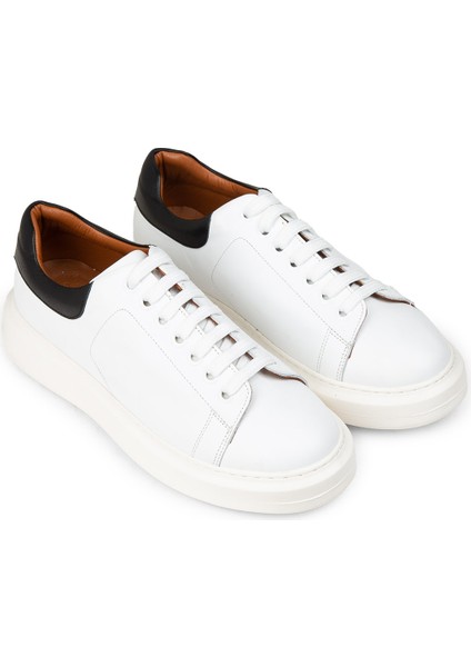 Erkek Hakiki Deri Beyaz Sneaker Ayakkabı - 01990MBYZP01 fırsatları