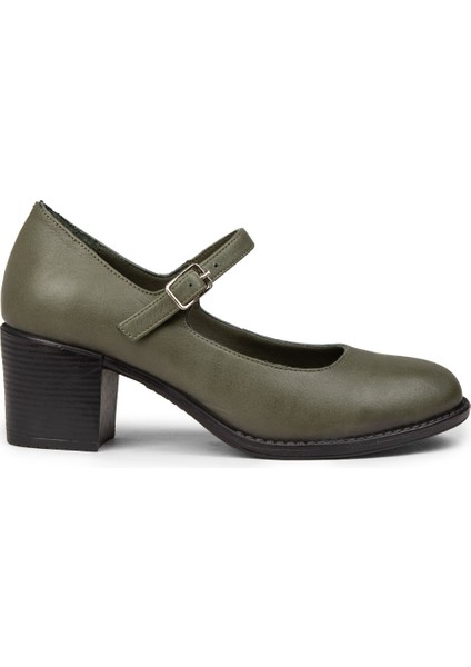 Kadın Hakiki Deri Yeşil Mary Jane Ayakkabı - A2972ZYSLC01