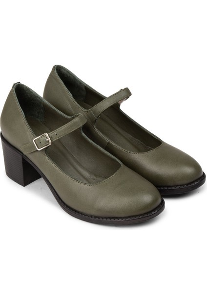 Kadın Hakiki Deri Yeşil Mary Jane Ayakkabı - A2972ZYSLC01 modelleri