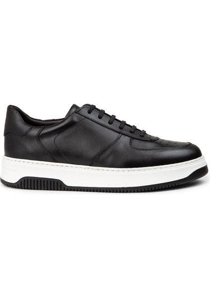 Hakiki Deri Siyah Erkek Sneaker Ayakkabı - 01965MSYHE08
