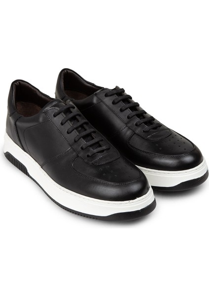 Hakiki Deri Siyah Erkek Sneaker Ayakkabı - 01965MSYHE08 fırsatları