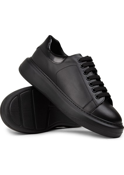 Erkek Hakiki Deri Siyah Sneaker Ayakkabı - 01990MSYHP04 modelleri