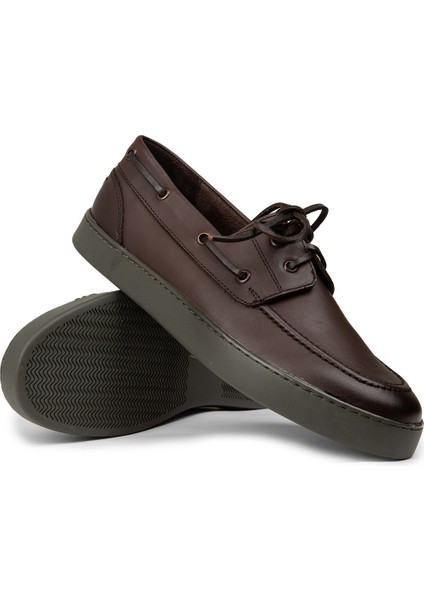 Erkek Kahverengi Hakiki Deri Günlük Marin Ayakkabı - 01952MKHVC05 modelleri