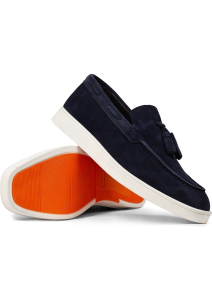 Erkek Hakiki Süet Lacivert Püsküllü Loafer Ayakkabı - 01994MLCVC02 modelleri