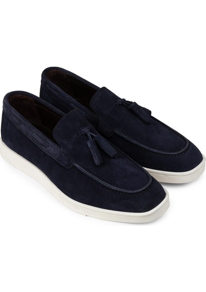 Erkek Hakiki Süet Lacivert Püsküllü Loafer Ayakkabı - 01994MLCVC02 fırsatları