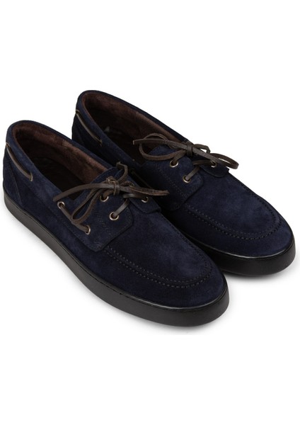 Erkek Hakiki Süet Lacivert Günlük Marin Ayakkabı - 01952MLCVC04 fırsatları