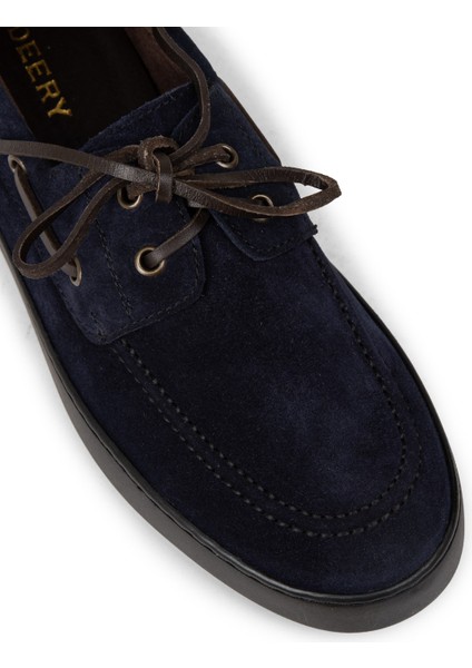 Erkek Hakiki Süet Lacivert Günlük Marin Ayakkabı - 01952MLCVC04 indirimleri