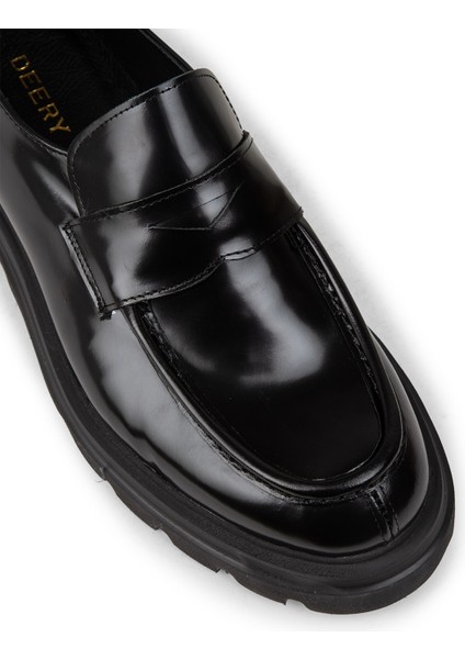 Erkek Hakiki Deri Siyah Loafer Ayakkabı - 01980MSYHE03 indirimleri