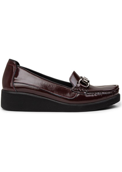 Kadın Hakiki Deri Bordo Tokalı Günlük Ayakkabı - DL750ZBRDC01