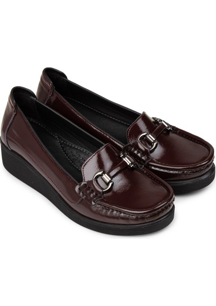 Kadın Hakiki Deri Bordo Tokalı Günlük Ayakkabı - DL750ZBRDC01 fırsatları