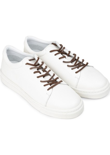 Erkek Hakiki Deri Beyaz Sneaker Ayakkabı - 02004MBYZC01 fırsatları