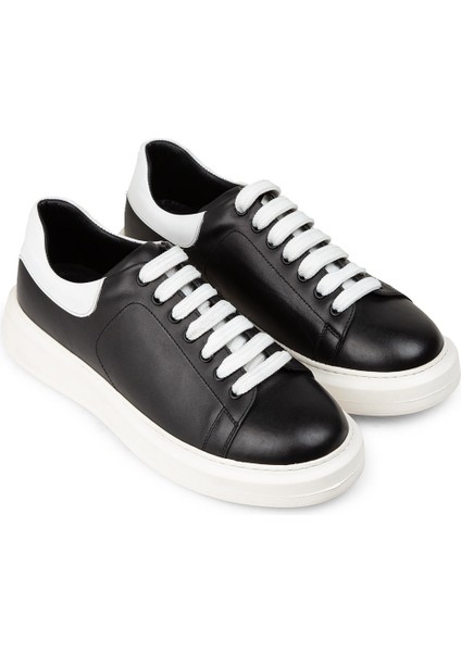 Erkek Hakiki Deri Siyah Sneaker Ayakkabı - 01990MSYHP02 fırsatları