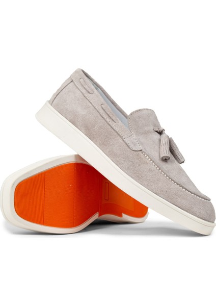 Erkek Gri Hakiki Süet Püsküllü Loafer Ayakkabı - 01994MGRIC02 modelleri