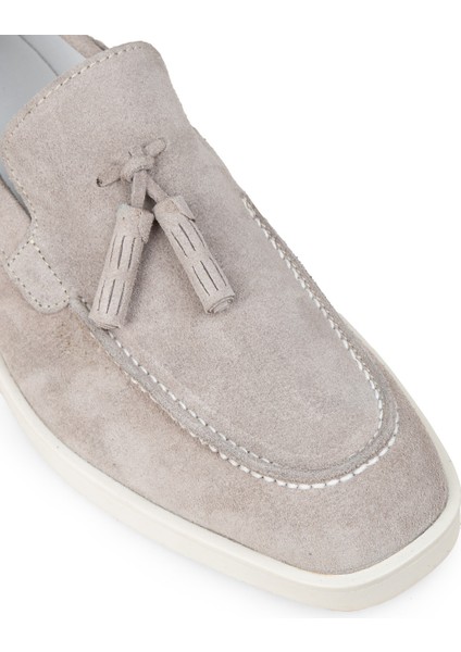 Erkek Gri Hakiki Süet Püsküllü Loafer Ayakkabı - 01994MGRIC02 indirimleri