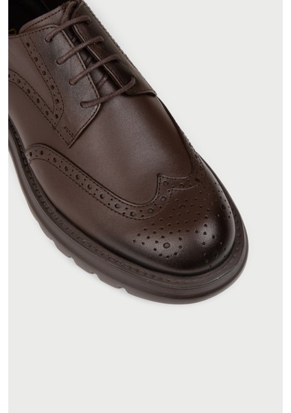 Erkek Kahverengi Hakiki Deri Günlük Ayakkabı - 01696MKHVE01 indirimleri