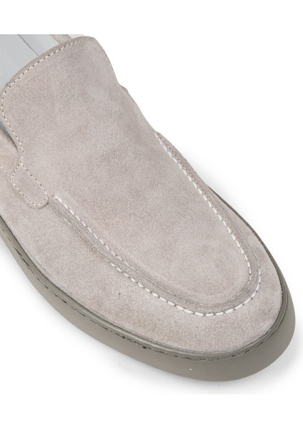 Erkek Hakiki Süet Gri Loafer Ayakkabı - 01993MGRIC01 indirimleri