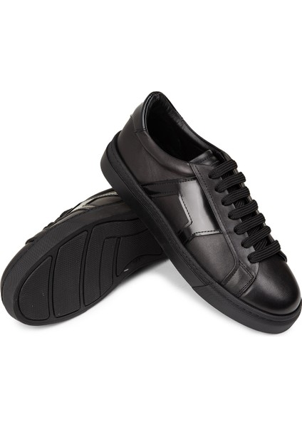 Erkek Siyah Hakiki Deri Spor Ayakkabı - 02002MSYHC04 indirimleri