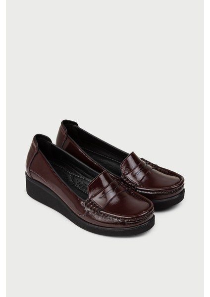 Kadın Hakiki Deri Bordo Dolgu Topuk Ayakkabı - DLV01ZBRDC01 fırsatları