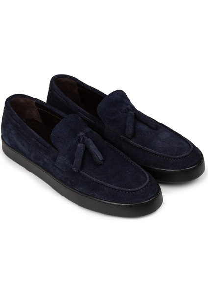 Erkek Hakiki Süet Lacivert Püsküllü Loafer - 01994MLCVC01 fırsatları