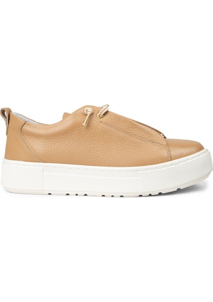 Kadın Bej Hakiki Deri Sneaker Ayakkabı - R2401ZBEJC01
