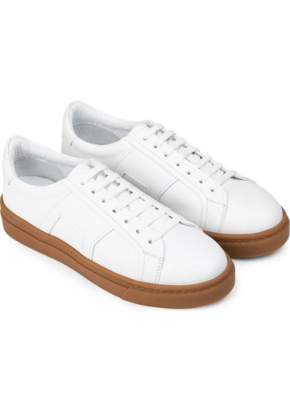 Erkek Hakiki Deri Beyaz Sneaker Ayakkabı - 02002MBYZC03 fırsatları