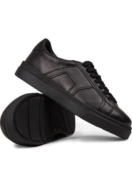 Erkek Hakiki Deri Siyah Sneaker Ayakkabı - 02002MSYHC02 modelleri