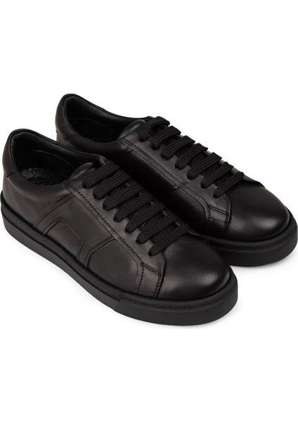 Erkek Hakiki Deri Siyah Sneaker Ayakkabı - 02002MSYHC02 fırsatları