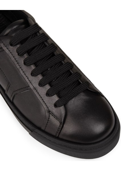Erkek Hakiki Deri Siyah Sneaker Ayakkabı - 02002MSYHC02 indirimleri